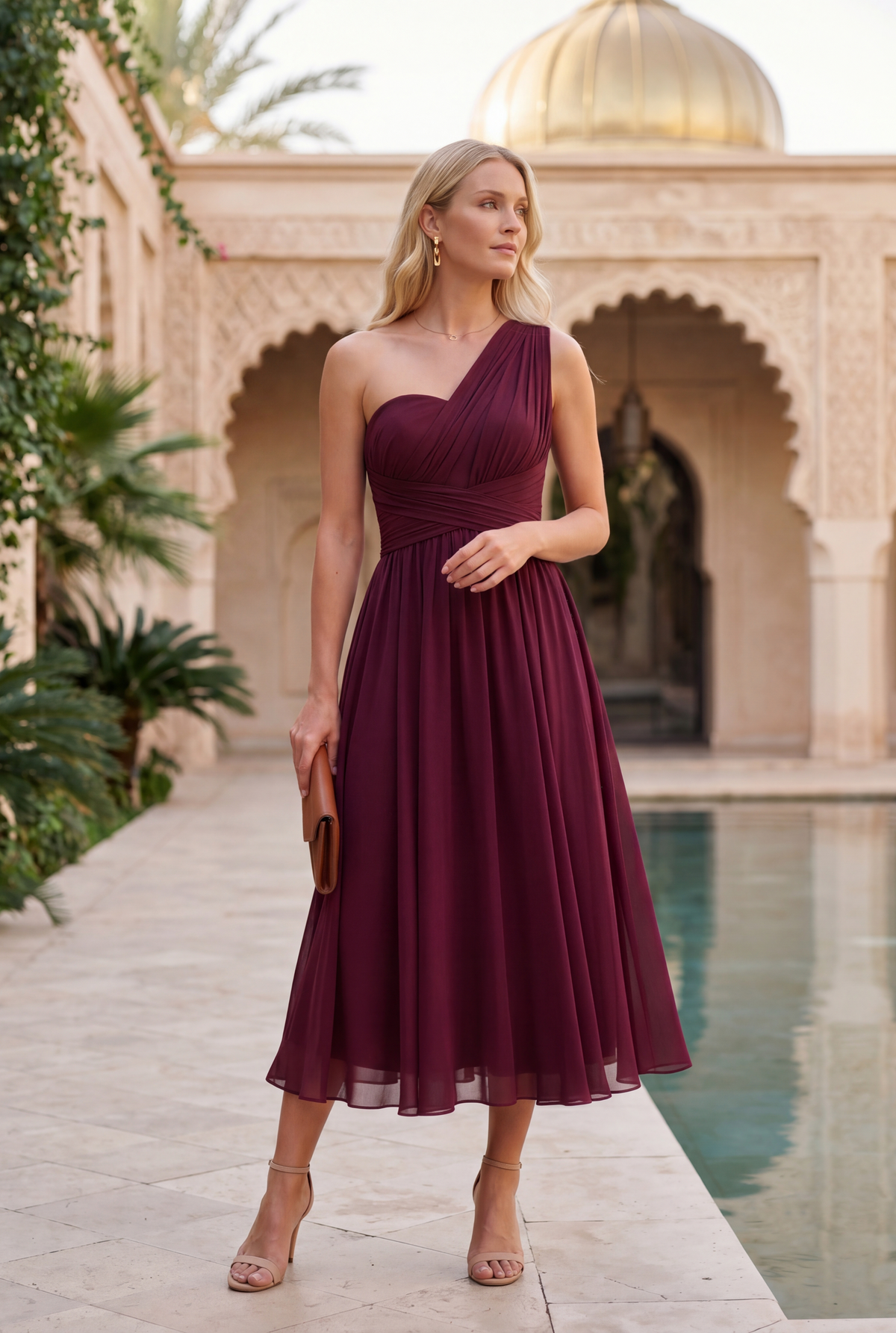 VESTIDO THE MURANO BURDEOS