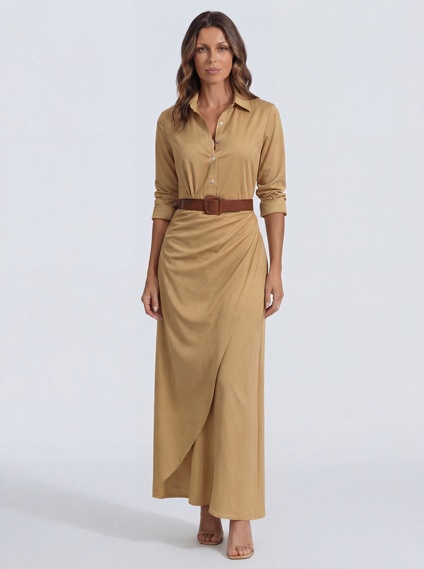 The Sorrento | Vestido Largo Cruzado con Cinturón