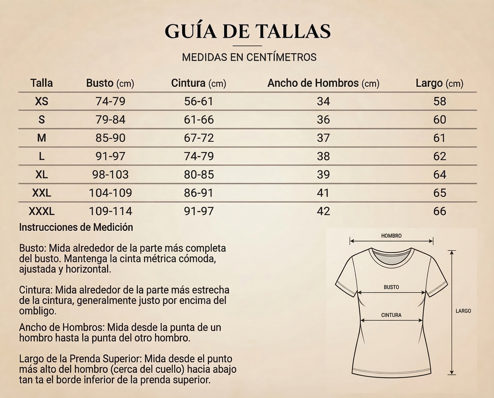 Guía de tallas