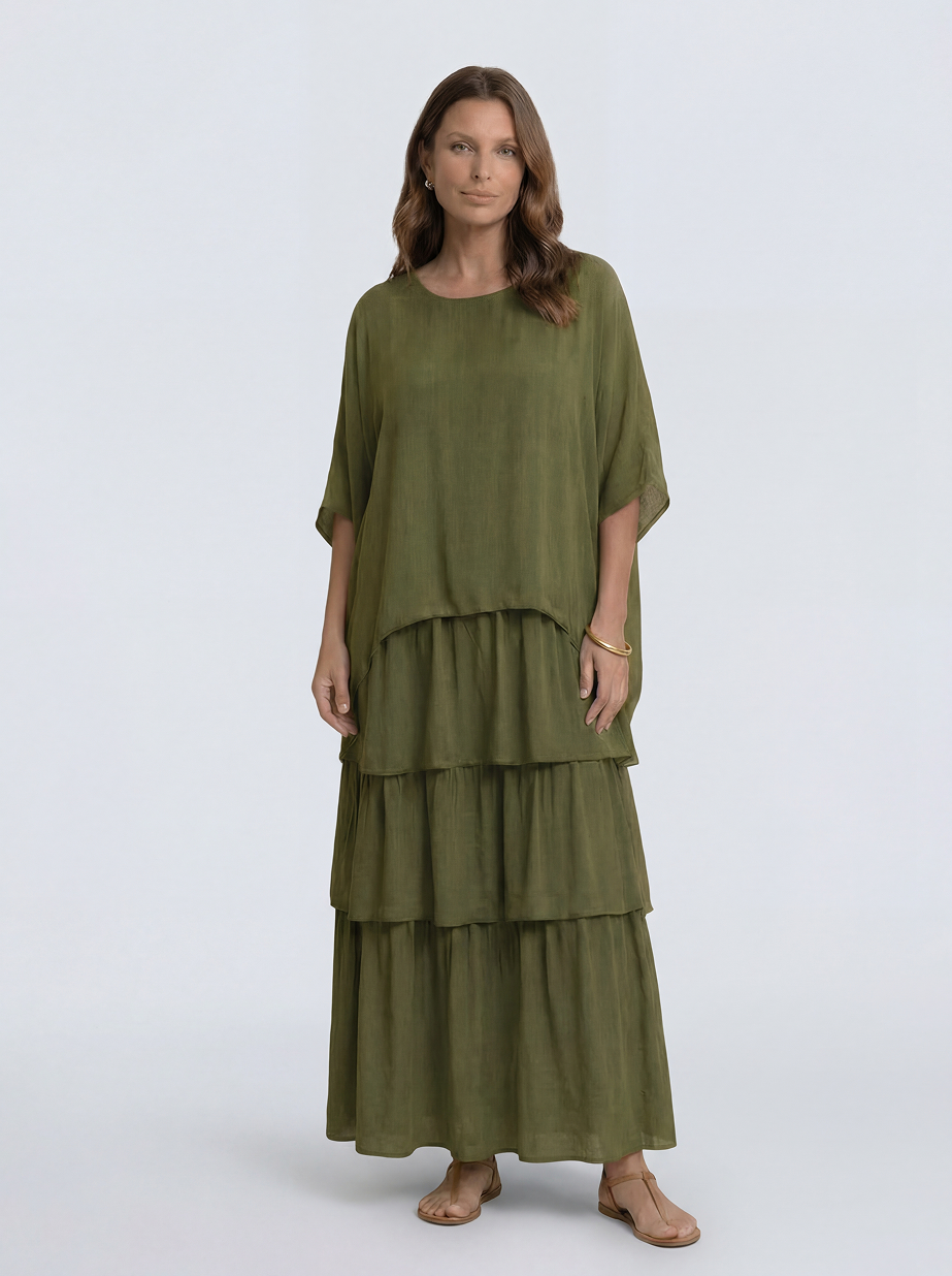The Toscana | Vestido Largo de Lino con Volantes