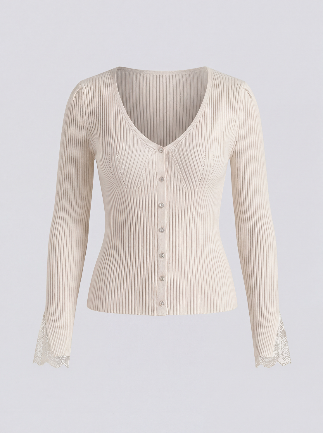 The Elise Belle | Lace-Sleeve Knit Top