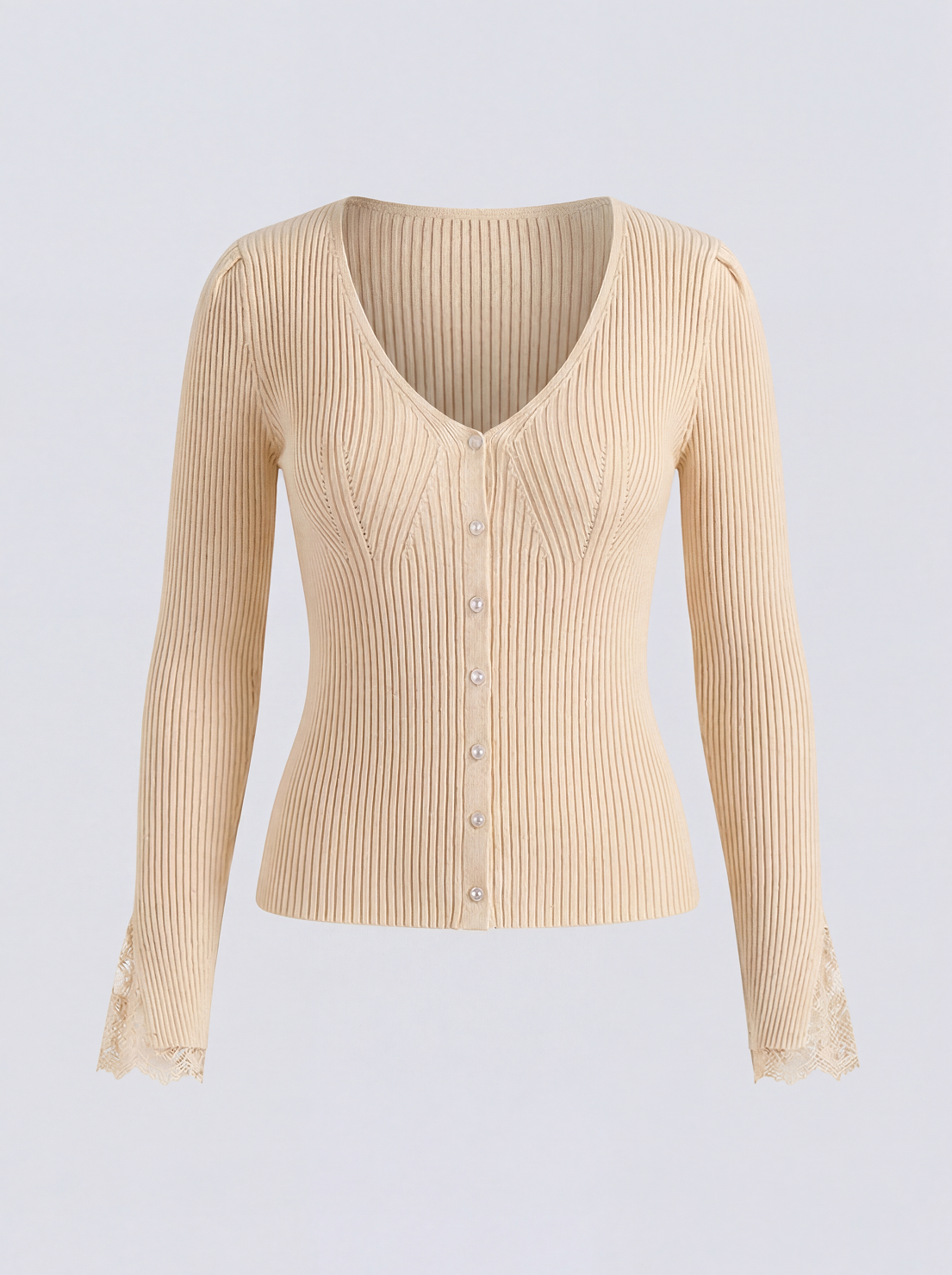 The Elise Belle | Lace-Sleeve Knit Top