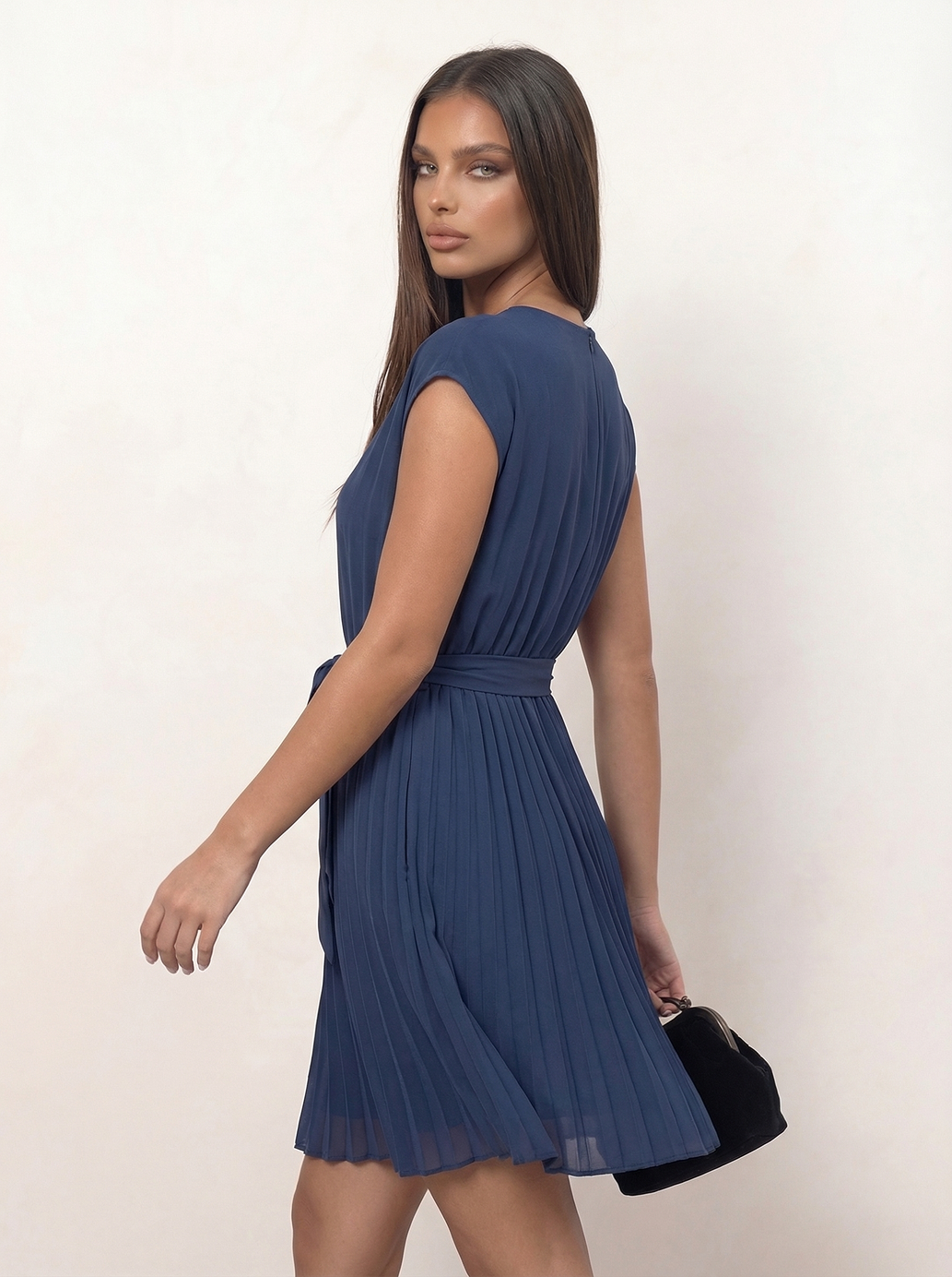The Pia | Pleated Belted Dress