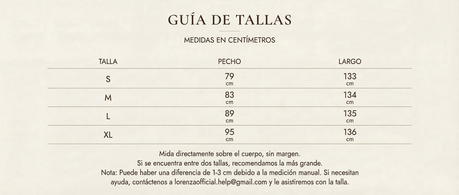 Guía de tallas