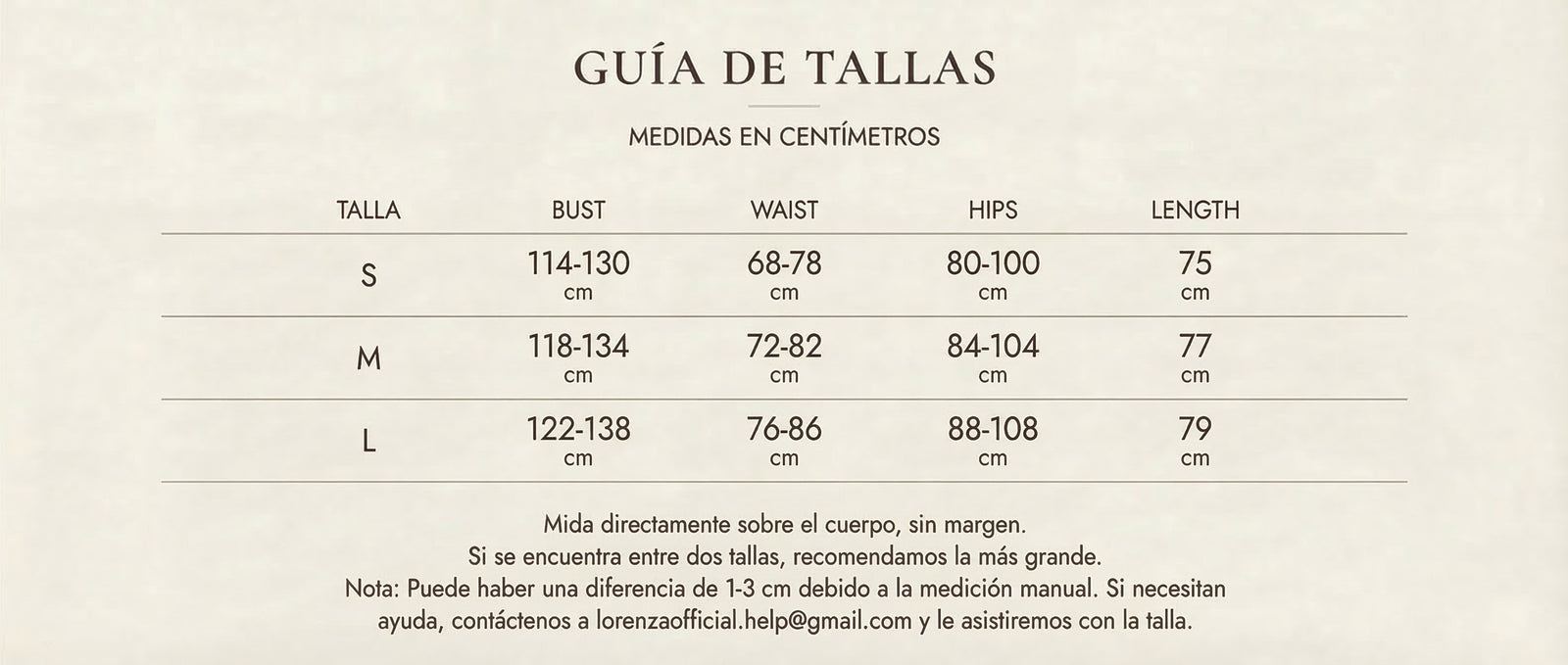 Guía de tallas