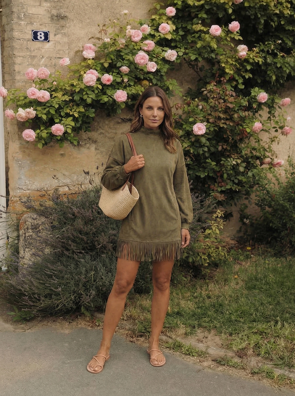 Adela | Vestido de cuello alto de ante