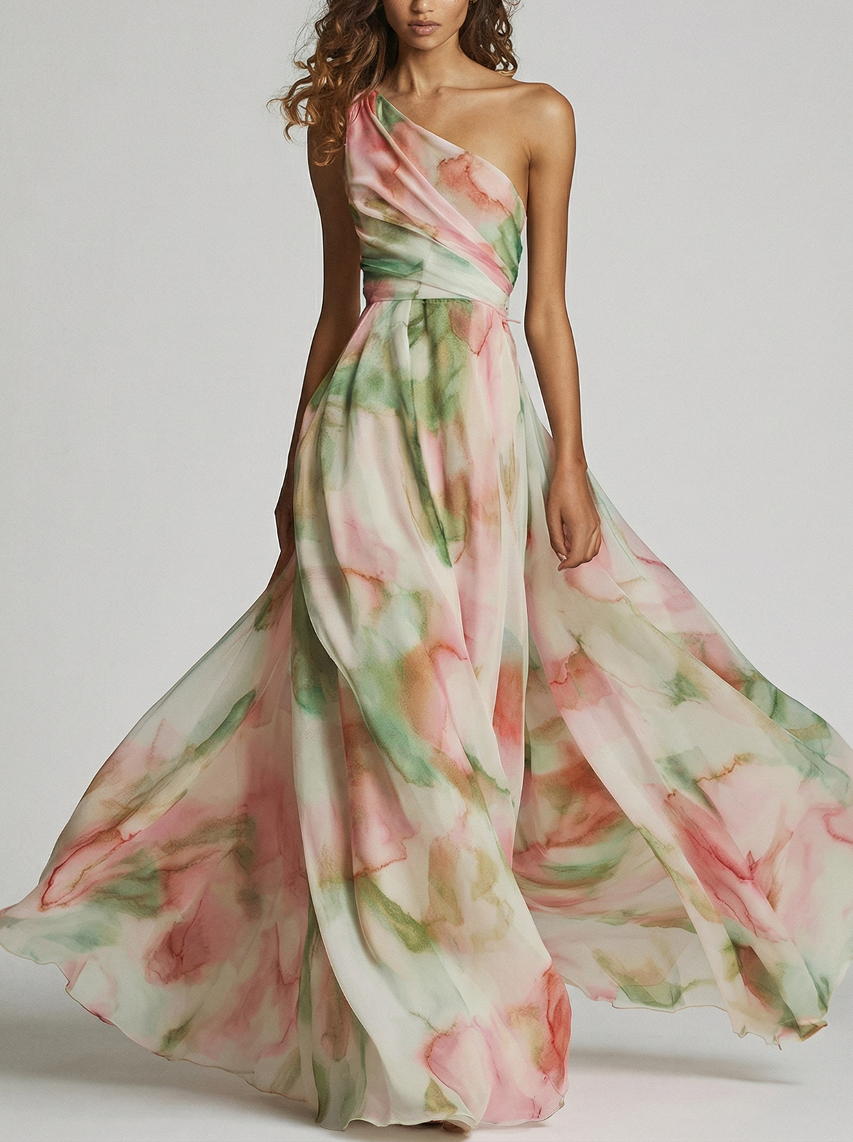 The Florence | Vestido Largo Floral de Un Hombro