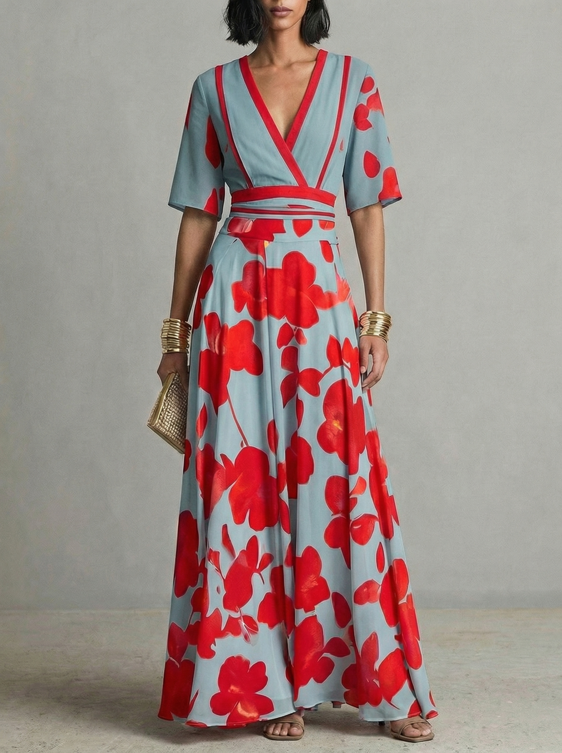 The Palermo | Vestido Largo Cruzado con Estampado Floral