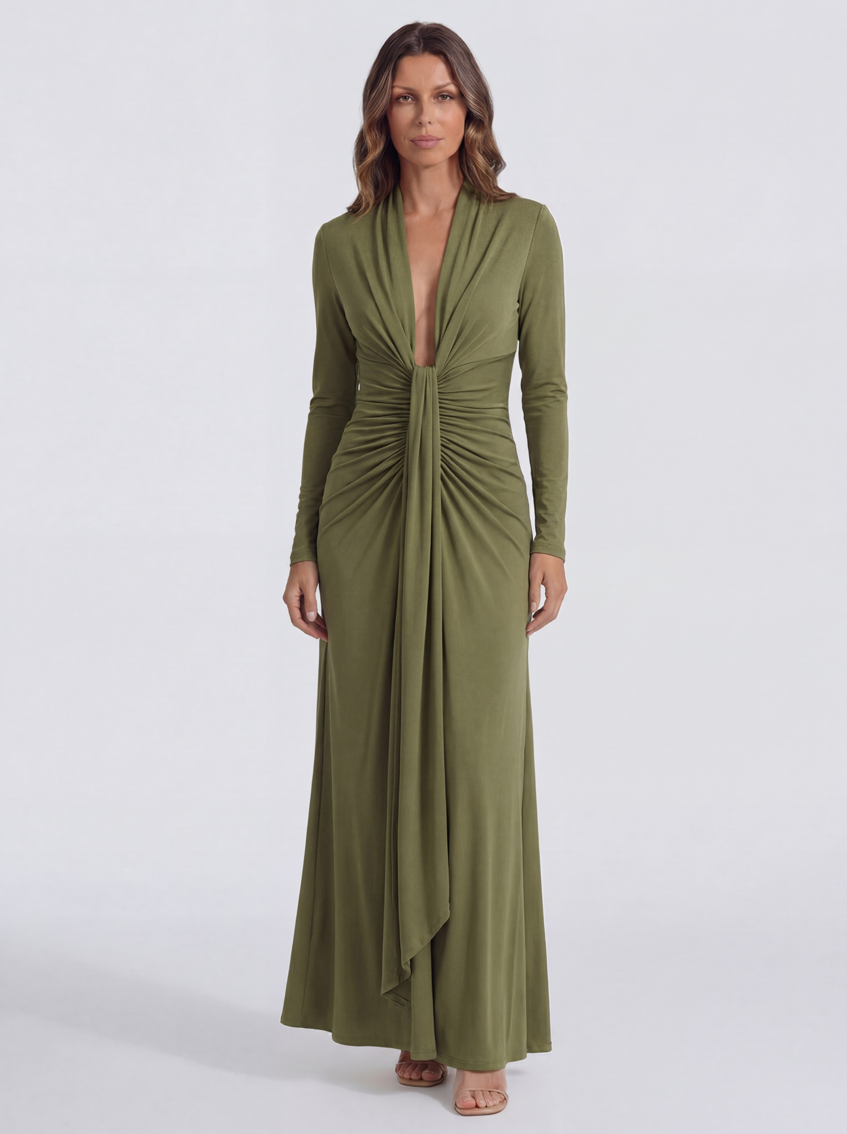 The Valenza| Vestido Largo Verde con Escote en V