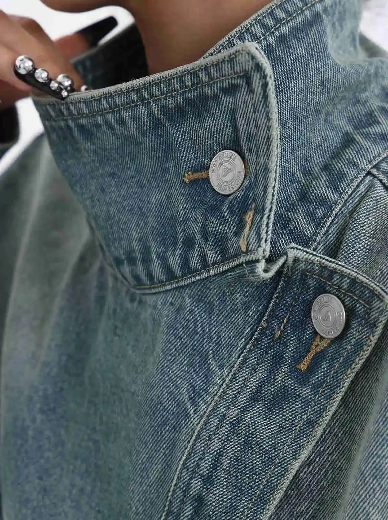 Chaqueta Denim | Oversize con Cuello Fruncido